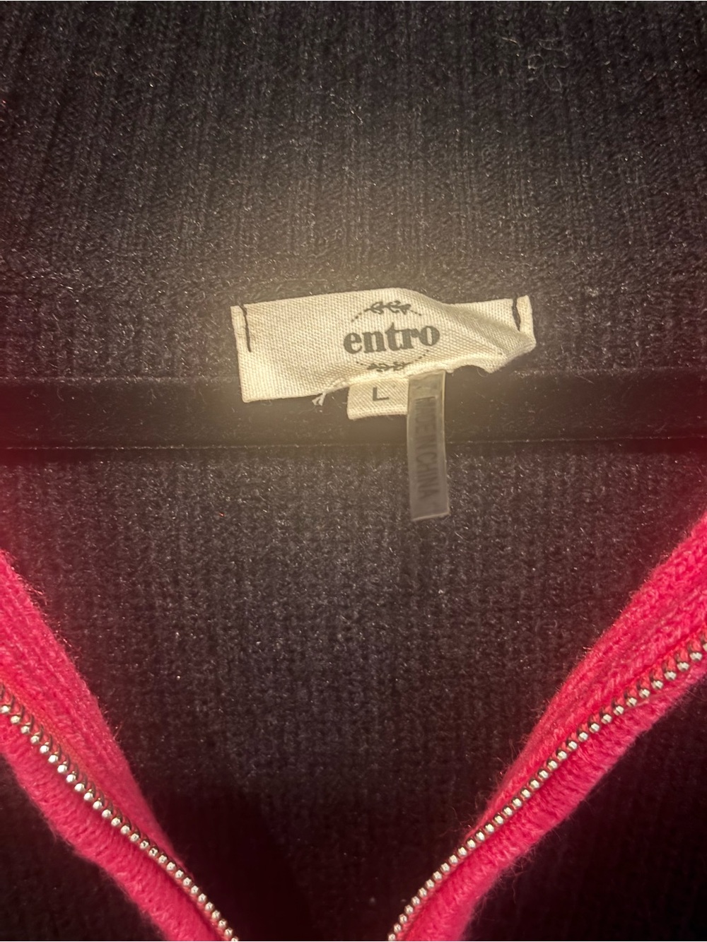 🎨 Entro Women’s Black Knit Contrast Trim Quarter Zip Sweater - Size L - Picture 8 of 11